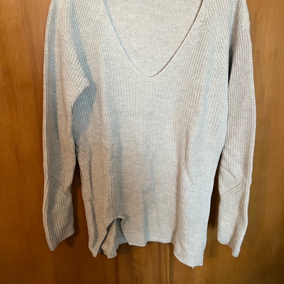 Women's V-Neck Sweater - Light Gray - Picture 1 of 5